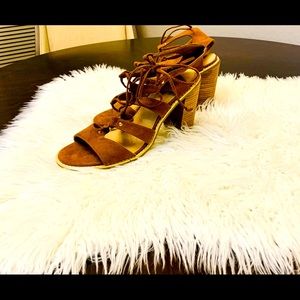 Cognac suede strappy sandals size 11